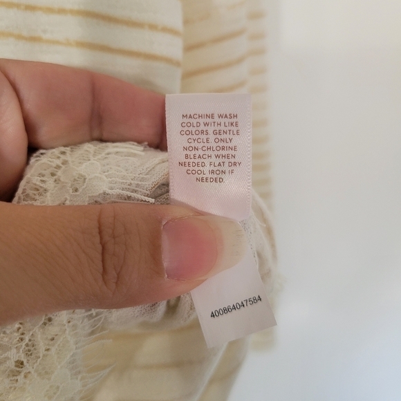 LC Lauren Conrad Cream & Tan Lace Hem Tunic Size Medium - Picture 9 of 10